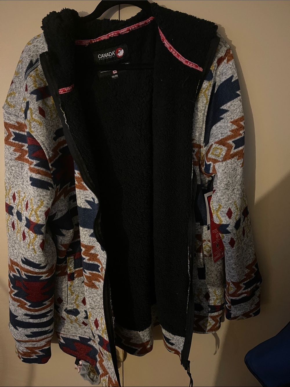 Canada Weathergear Women's Black Sherpa-Lined Aztec Print Jacket